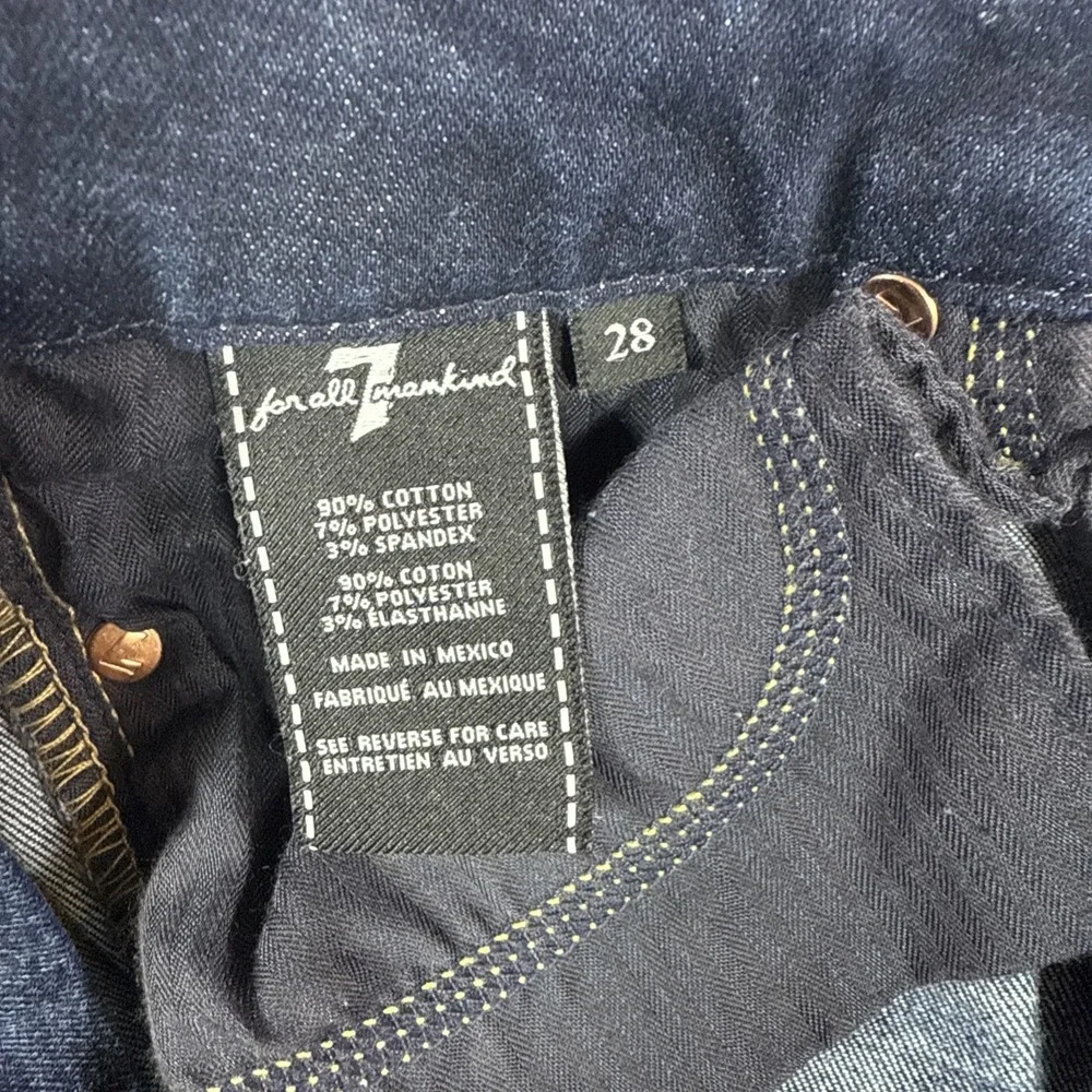 7 For All Mankind Jeans Womens 28X32 Blue Karah Straight Leg Stretch Denim Dark - Picture 5 of 9